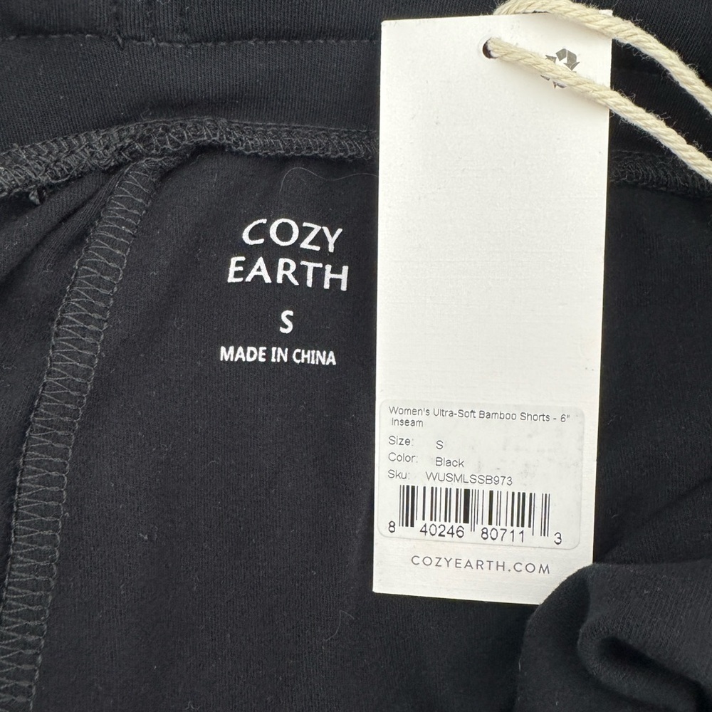 Cozy Earth Women's Brushed Bamboo 6” Mid-Length Lounge PJ Shorts Black Small NEW - Picture 8 of 10